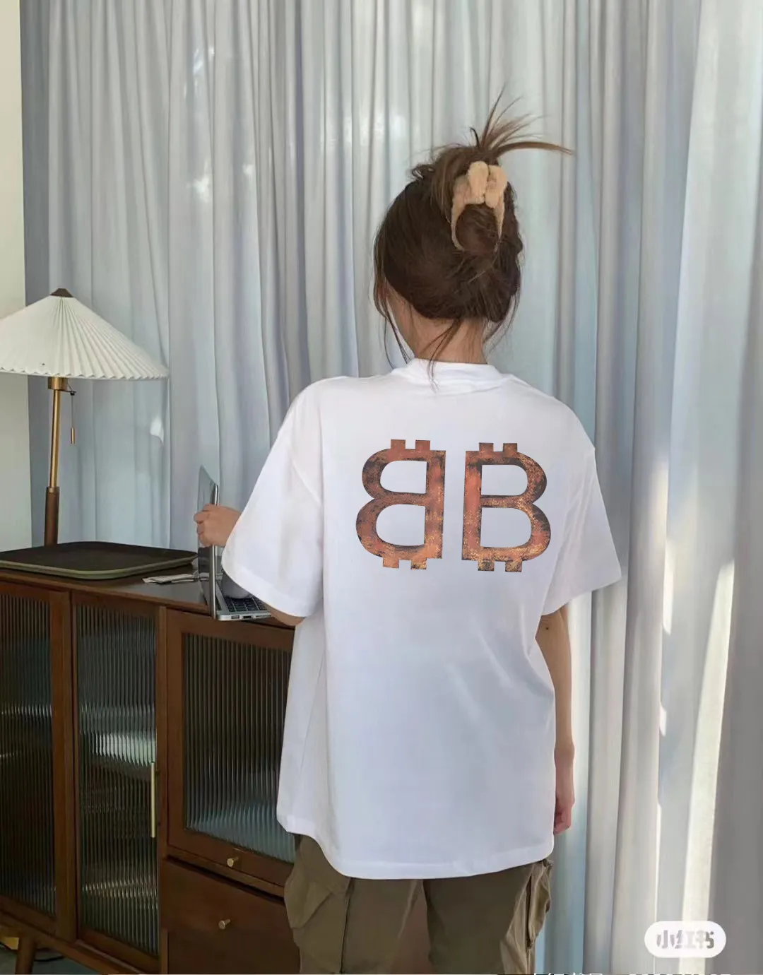 P80✨🔥 BALENCIAGA Paris lettering printed short-sleeved T-shirt, custom-woven and dyed 280g combed cotton heavyweight fabric, zero color difference in thread, perfect details, different from the current version on the market, welcome to compare, Same Style for men and women, must-sell in the picture above Color: White Black Size: 1 2 3 4